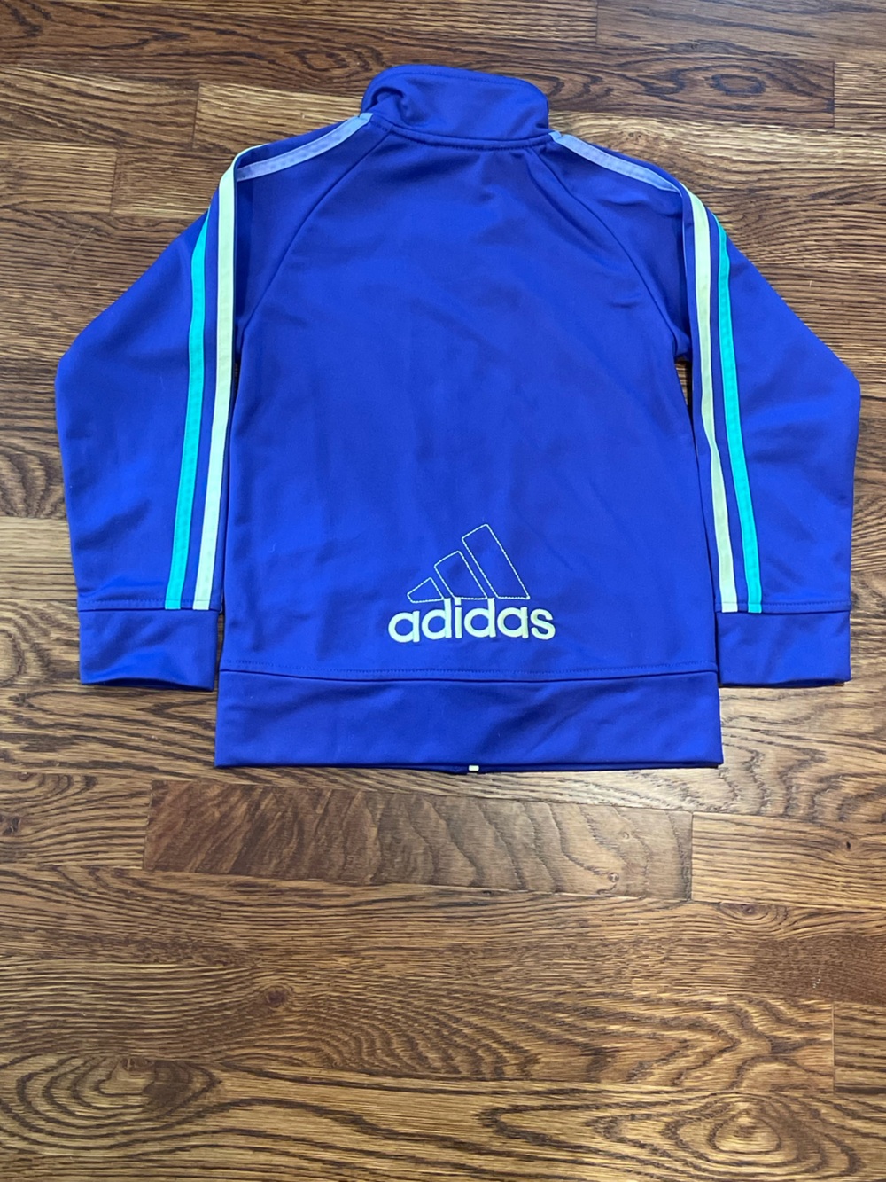adidas Blue Zip-Up Athletic Jacket with Light Blue Trim - Picture 6 of 7